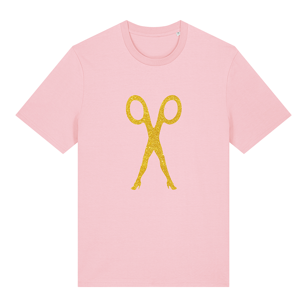 SCISSOR ICON GLITTER PINK TEE