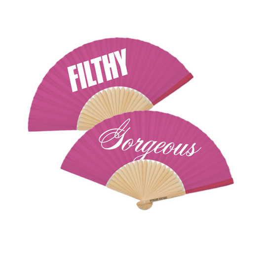 F&G DOUBLE SIDED PINK HAND FAN